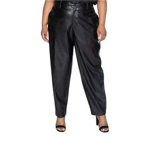 Juicy Couture Rodeo Barrel Faux Leather Pants Black High Waist NWT